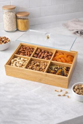 madewithlove Çok Amaçlı Bambu 6 Bölmeli Düzenleyici Kapaklı Organizer Kutu - ...