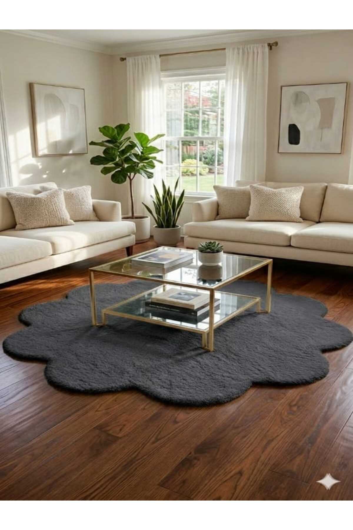 MODERN FLAT CHAMOMILE ROUND PLUSH DOMESTIC GEL ANTI-SLIP CARPET WITH 12ML PILE 2CM THICKNESS