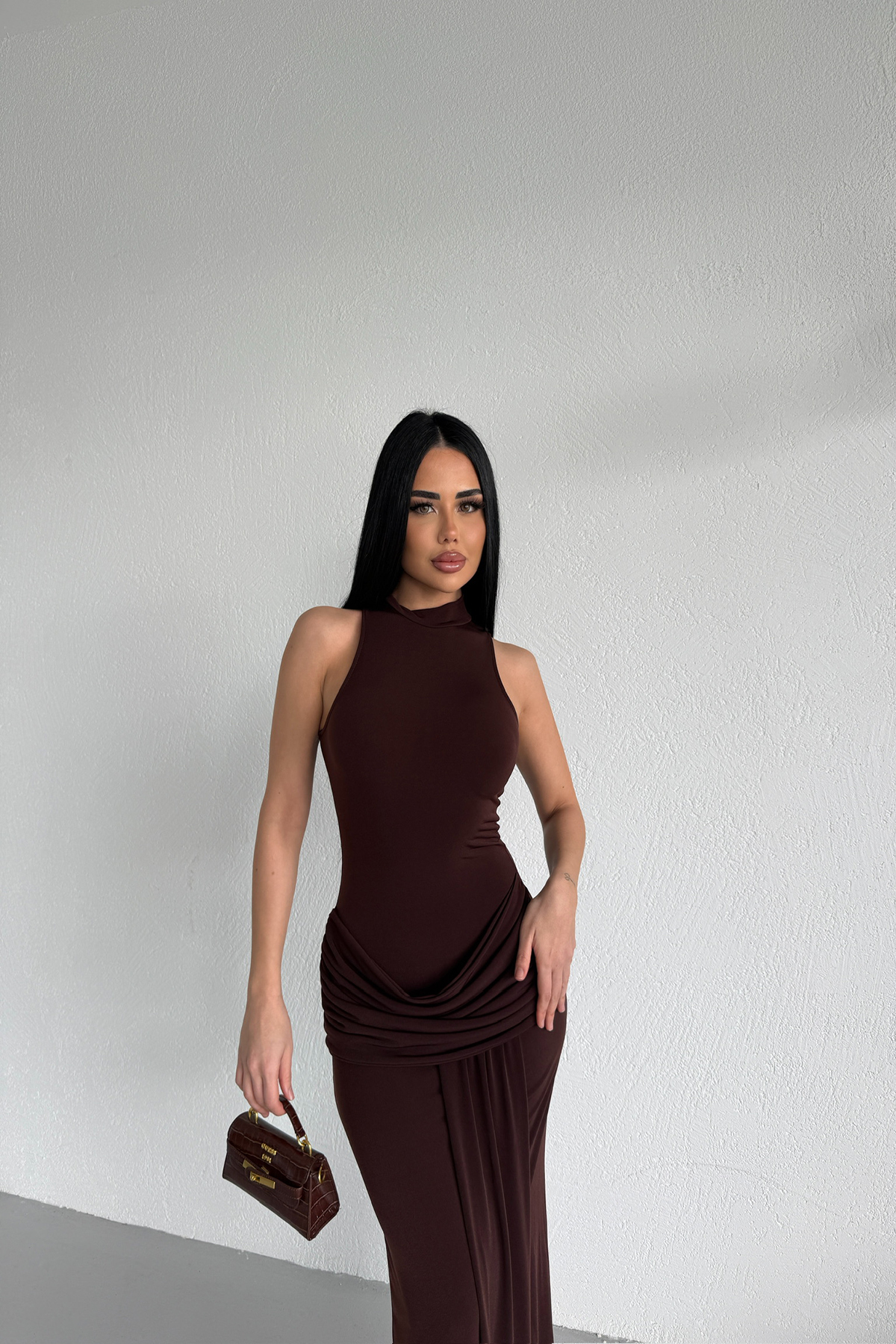 KAMACI BUTİK  HALTER YAKA TASARIM PRENSES ELBİSE