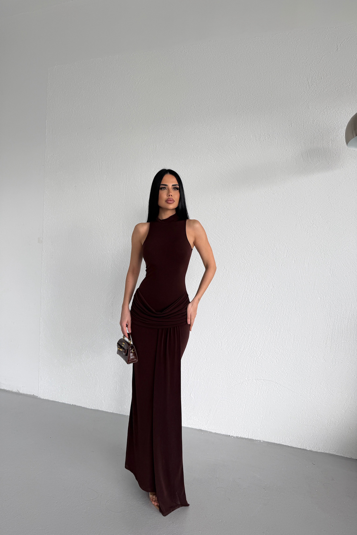 KAMACI BUTİK  HALTER YAKA TASARIM PRENSES ELBİSE - Görsel 4