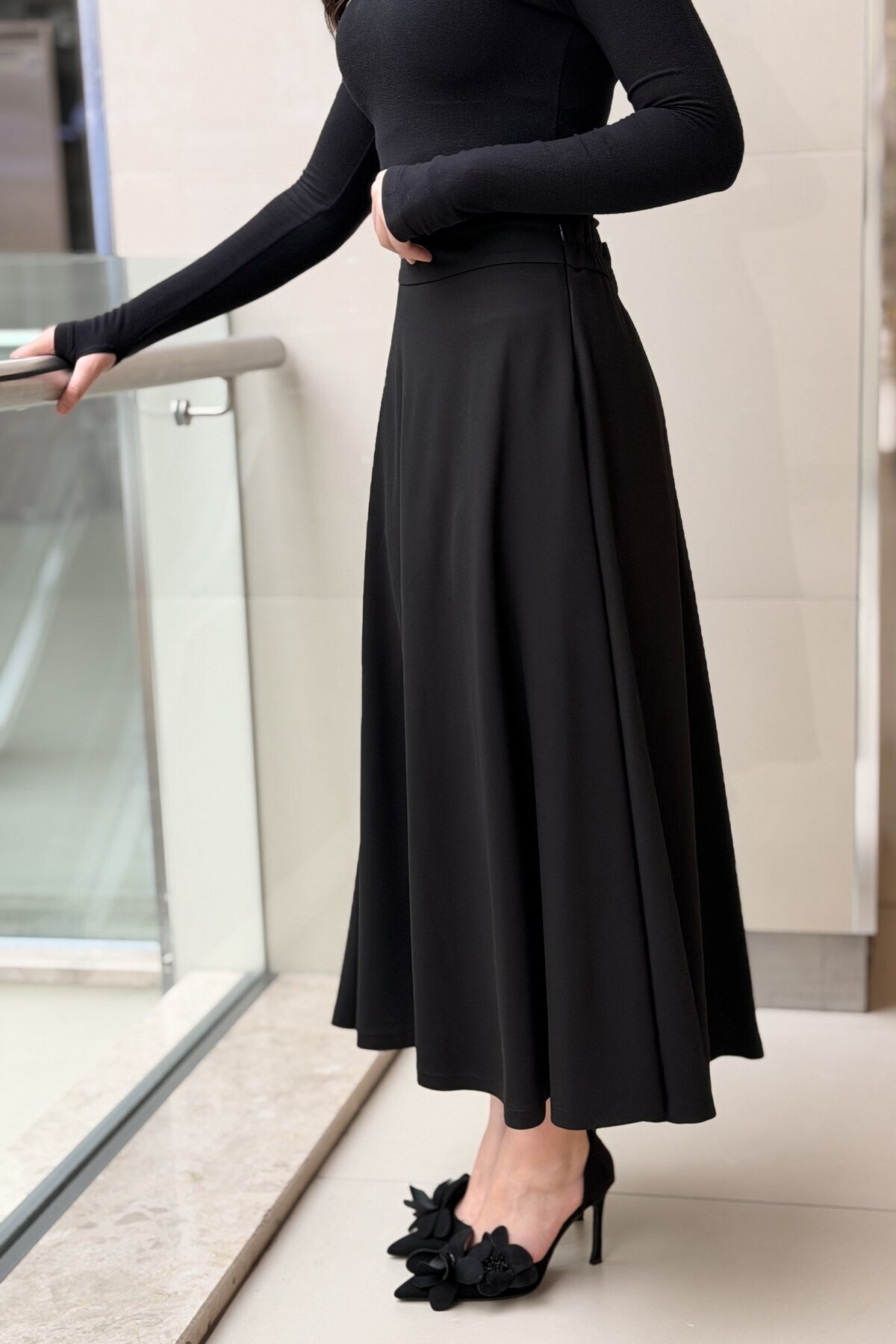 sentez giyim  Sentez Rozie Yanı Fermuarlı Kiloş Etek - Görsel 2