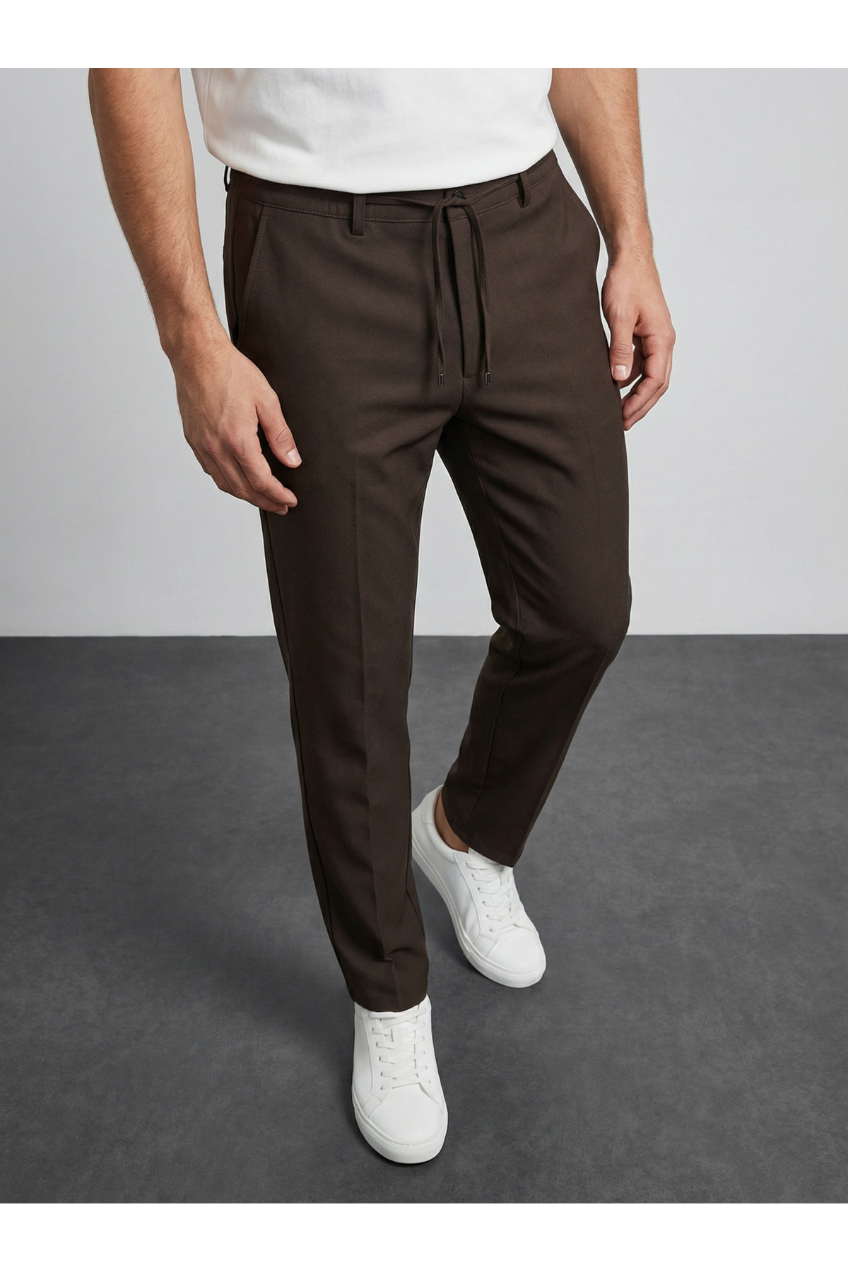 WAMOSSALAPLI  Erkek Bel Lastikli Bağcıklı Jogger Pantolon - Görsel 4