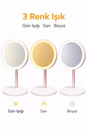 madewithlove Metal Gövdeli LED Işıklı Makyaj Aynası – 3 Renk Işıklı Dokunmati...