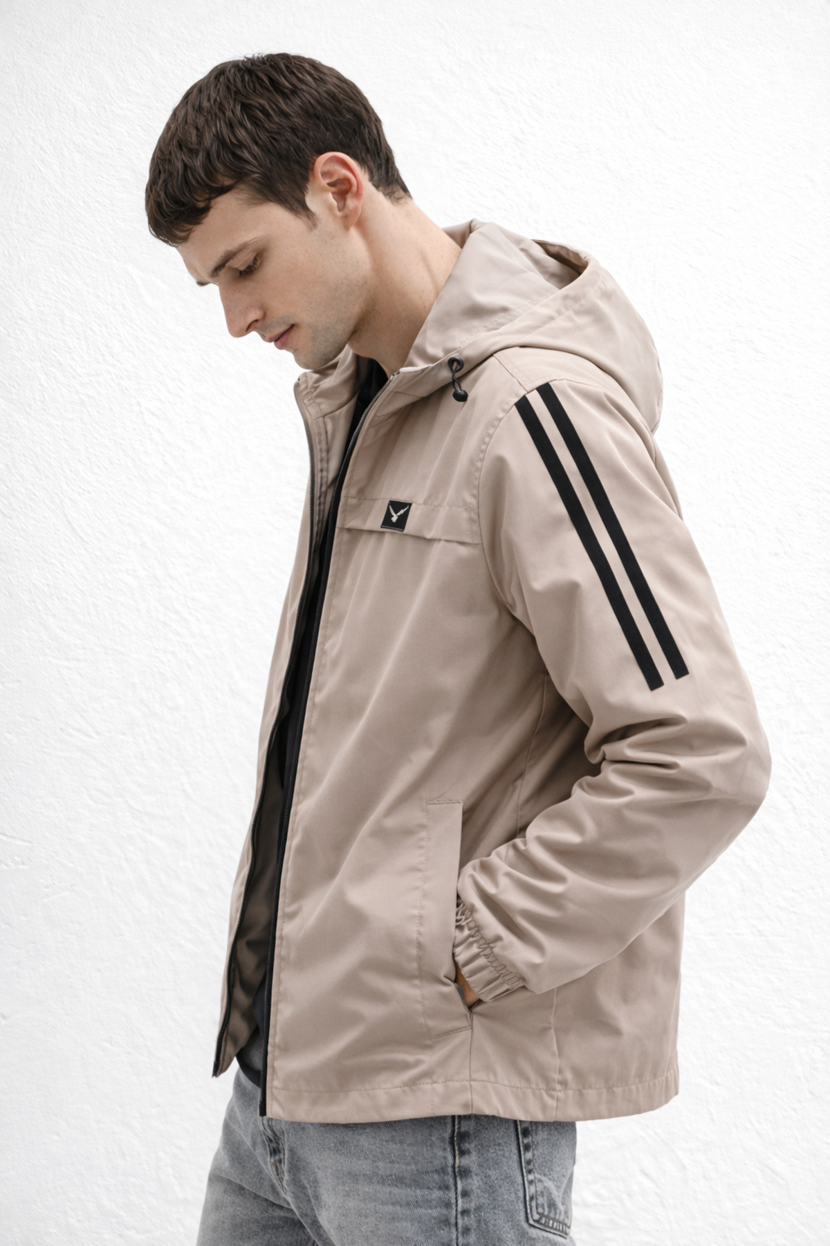 Luvint  Erkek Taş Rengi Yağmurluk - Görsel 2