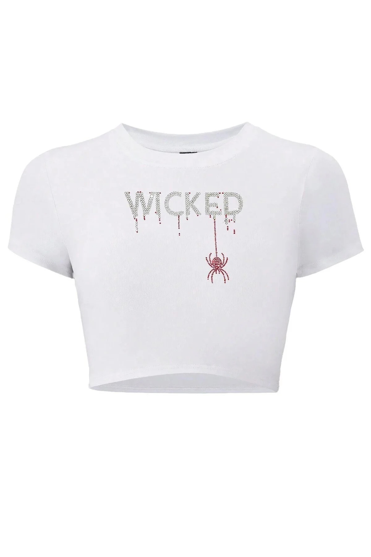 Gofeel Ophella Unisex Oversized Live White Wicked Glitter Rhinestone T-Shirt