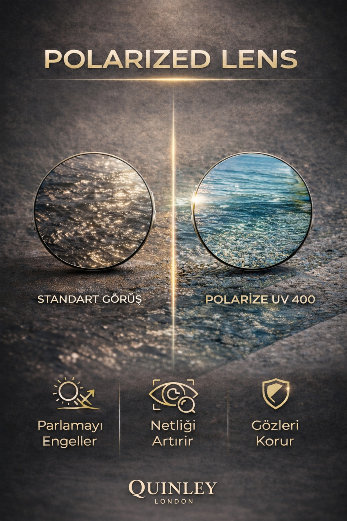 Quinley Vila Brown UV400 Polarize Güneş Gözlüğü Erkek-Premium Series Çelik Menteşeli Kahverengi görsel 7