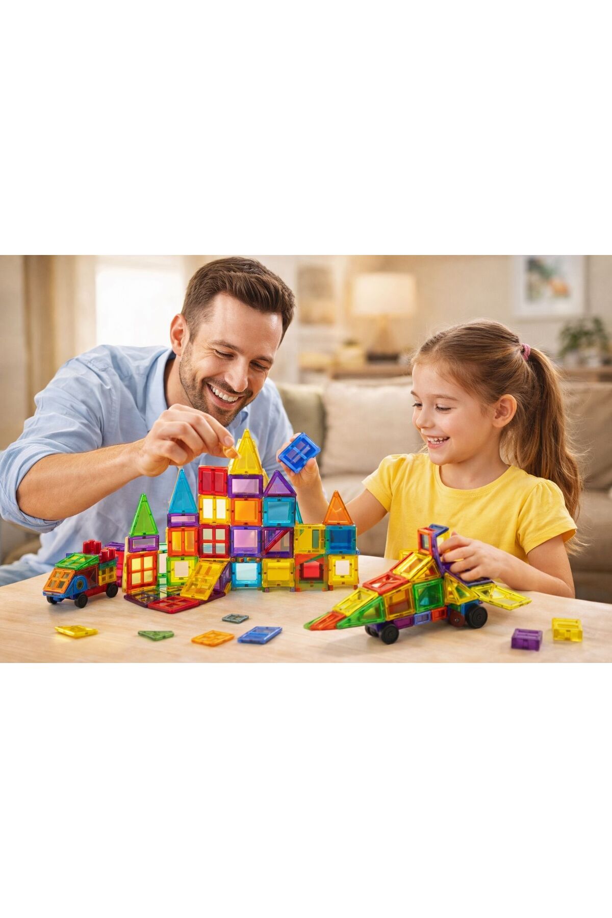 ZİVENTA Magnetic Tiles 85 Parça Manyetik Yapı Blokları Eğitici Stem Oyuncak Seti | Çocuklar İçin fotoğrafı 3 (önizleme)