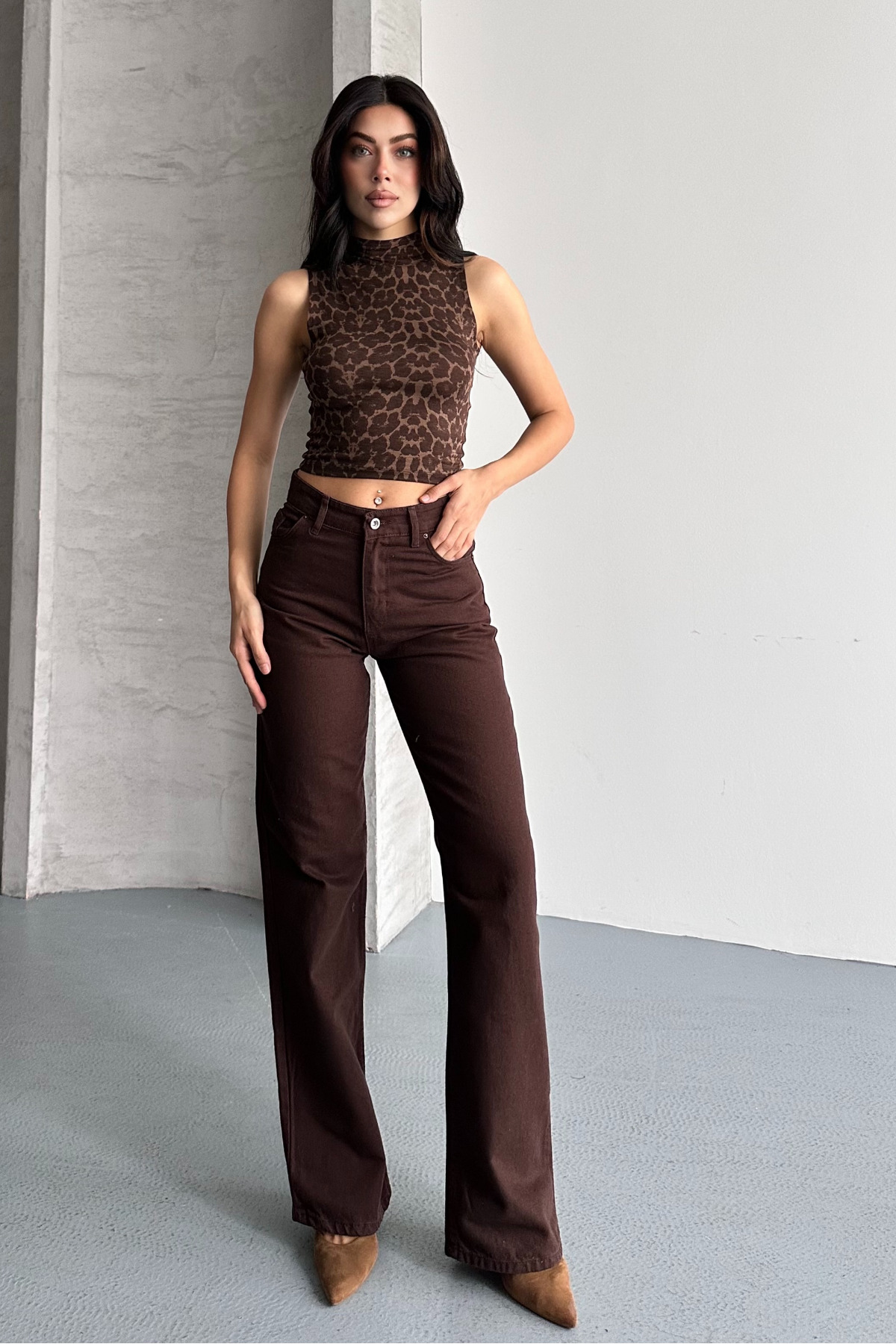 macharel jeans  Kadın Yüksek Bel Jean Kot Palazzo Pantolon