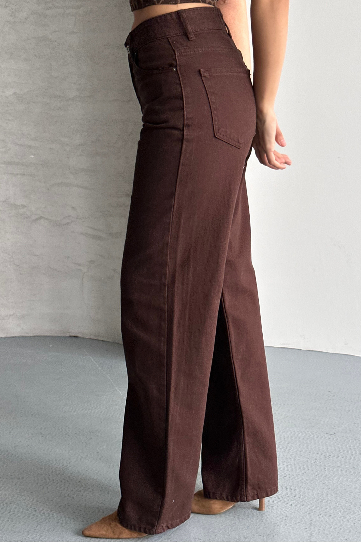 macharel jeans  Kadın Yüksek Bel Jean Kot Palazzo Pantolon - Görsel 4