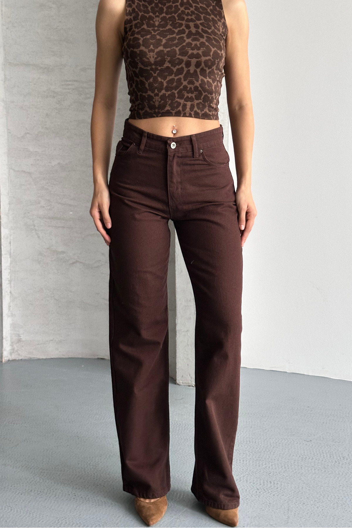 macharel jeans  Kadın Yüksek Bel Jean Kot Palazzo Pantolon - Görsel 3