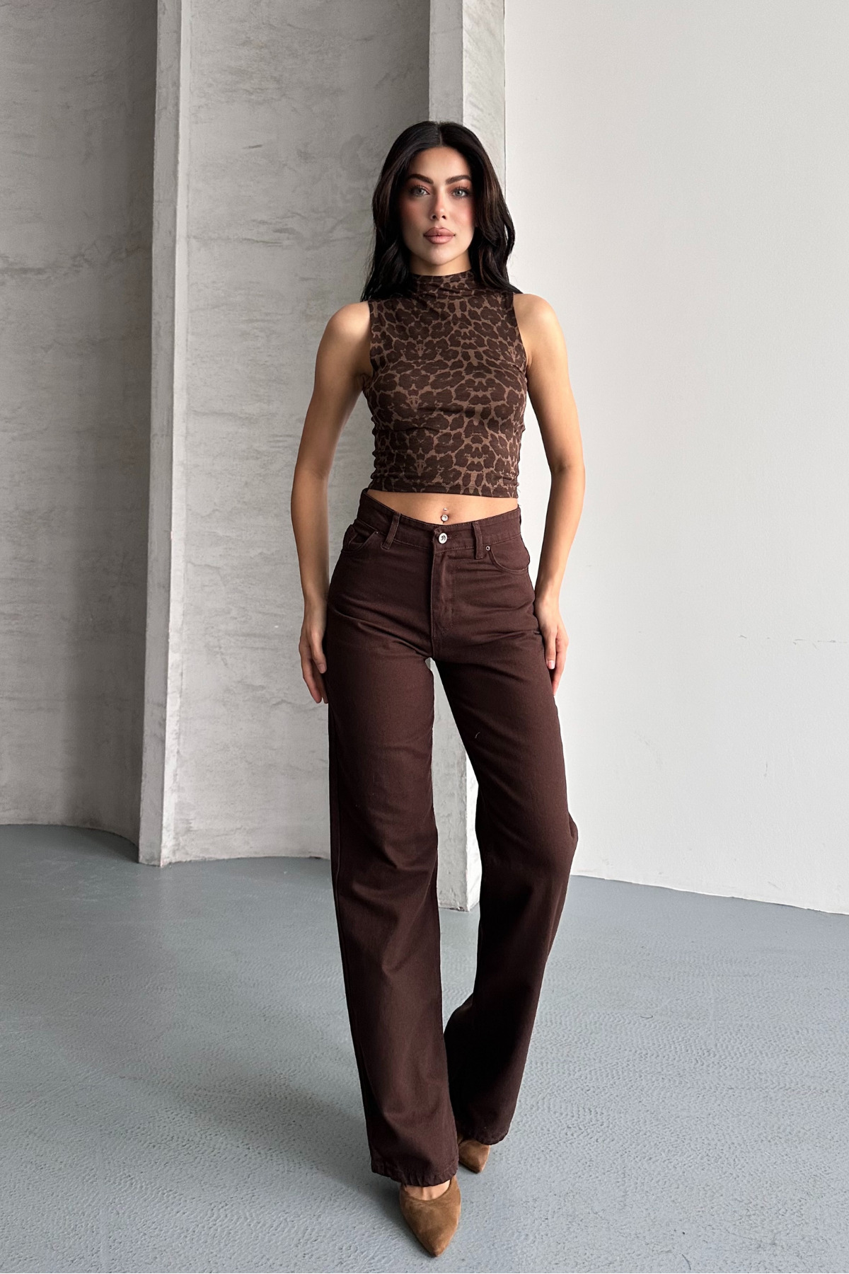 macharel jeans  Kadın Yüksek Bel Jean Kot Palazzo Pantolon - Görsel 9