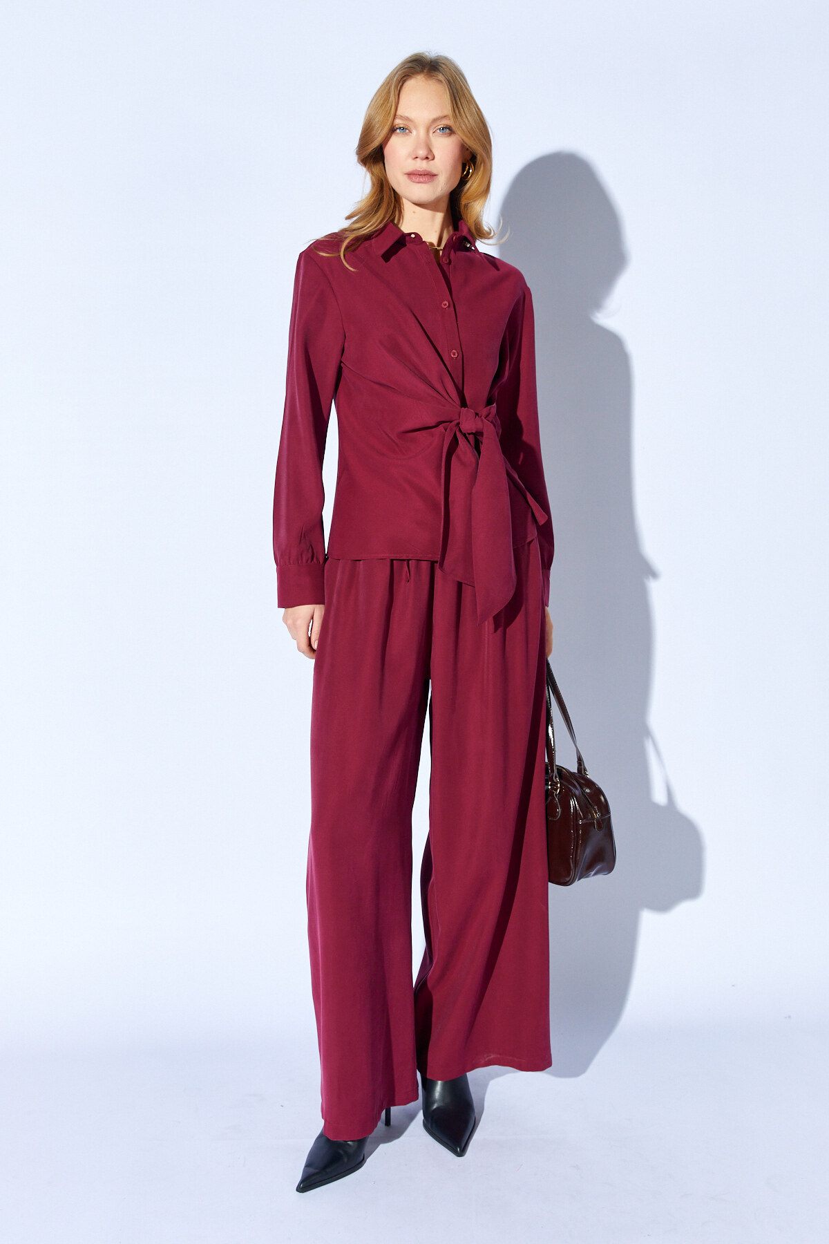 Coffee Elastic Waist Trousers |MKS6610462-1