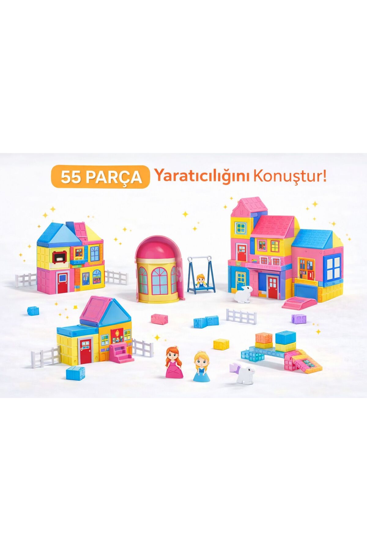 ZİVENTA 55 Parça Manyetik Blok-Yapı Seti Eğitici STEM Oyuncak Çocuklar İçin Manyetik Ev Kurma Oyuncağı fotoğrafı 5 (önizleme)