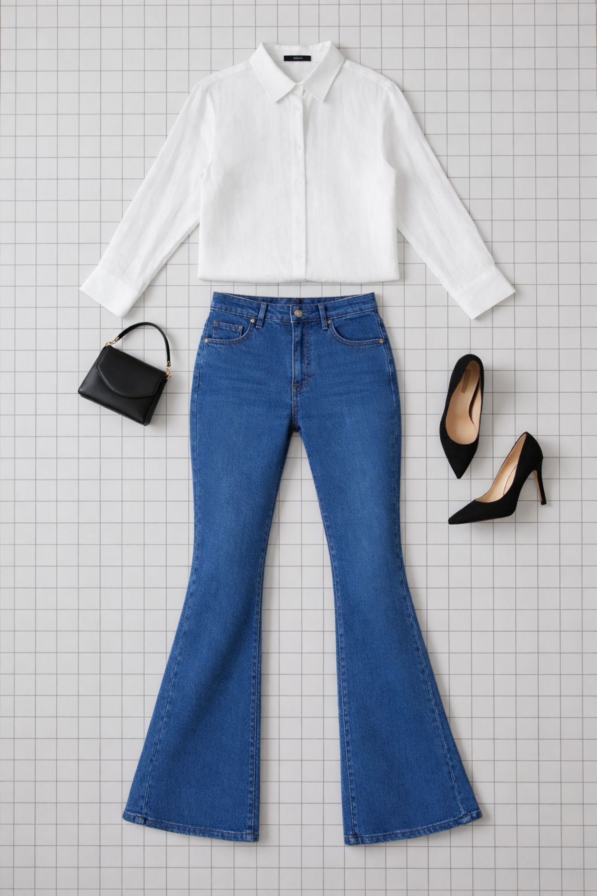 By Caspita Fashion  Kadın Yüksek Bel İspanyol Paça Power Likra Kot Denim Jean - Görsel 3