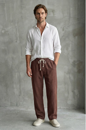 Sizce Moda Erkek Keten Müslin Pantolon Rahat Kalıp Baggy Hafif Yazlık Günlük ...