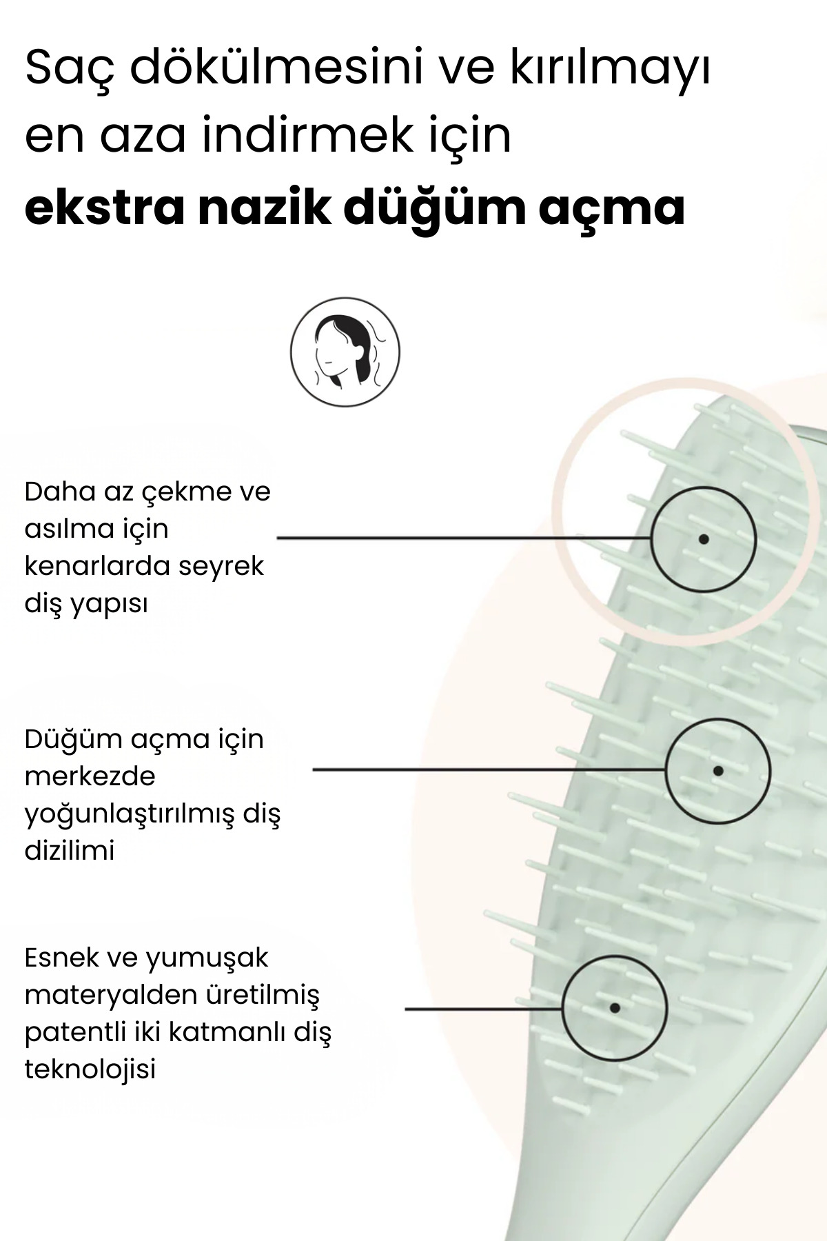 The Ultimate Detangler Extra Gentle Green Ekstra Hassas Saç Dökülmesine Karşı Fırça - Tarak — سبز 5060926687568 — تصویر 5 از 8