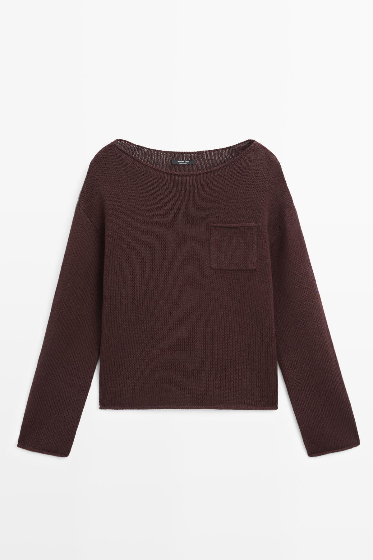 Massimo Dutti  Cepli pamuklu keten triko kazak - Görsel 5