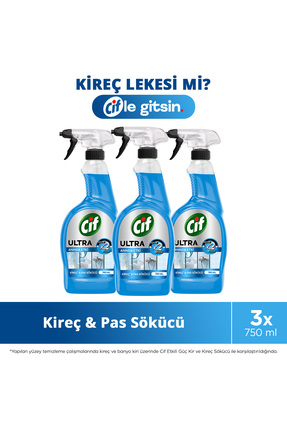 Cif Ultra Sprey Kireç ve Pas Sökücü 750 ml x3