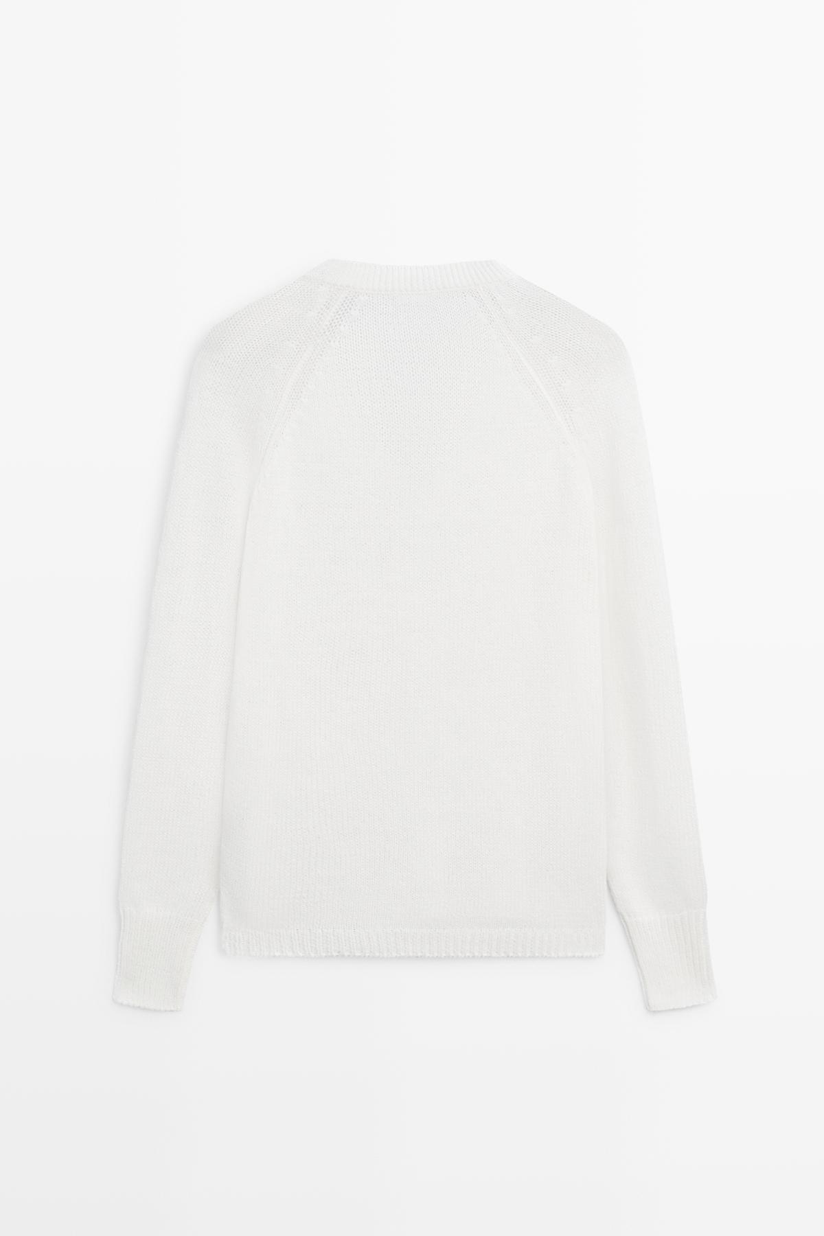 Massimo Dutti  Pamuklu V yaka triko kazak - Görsel 8