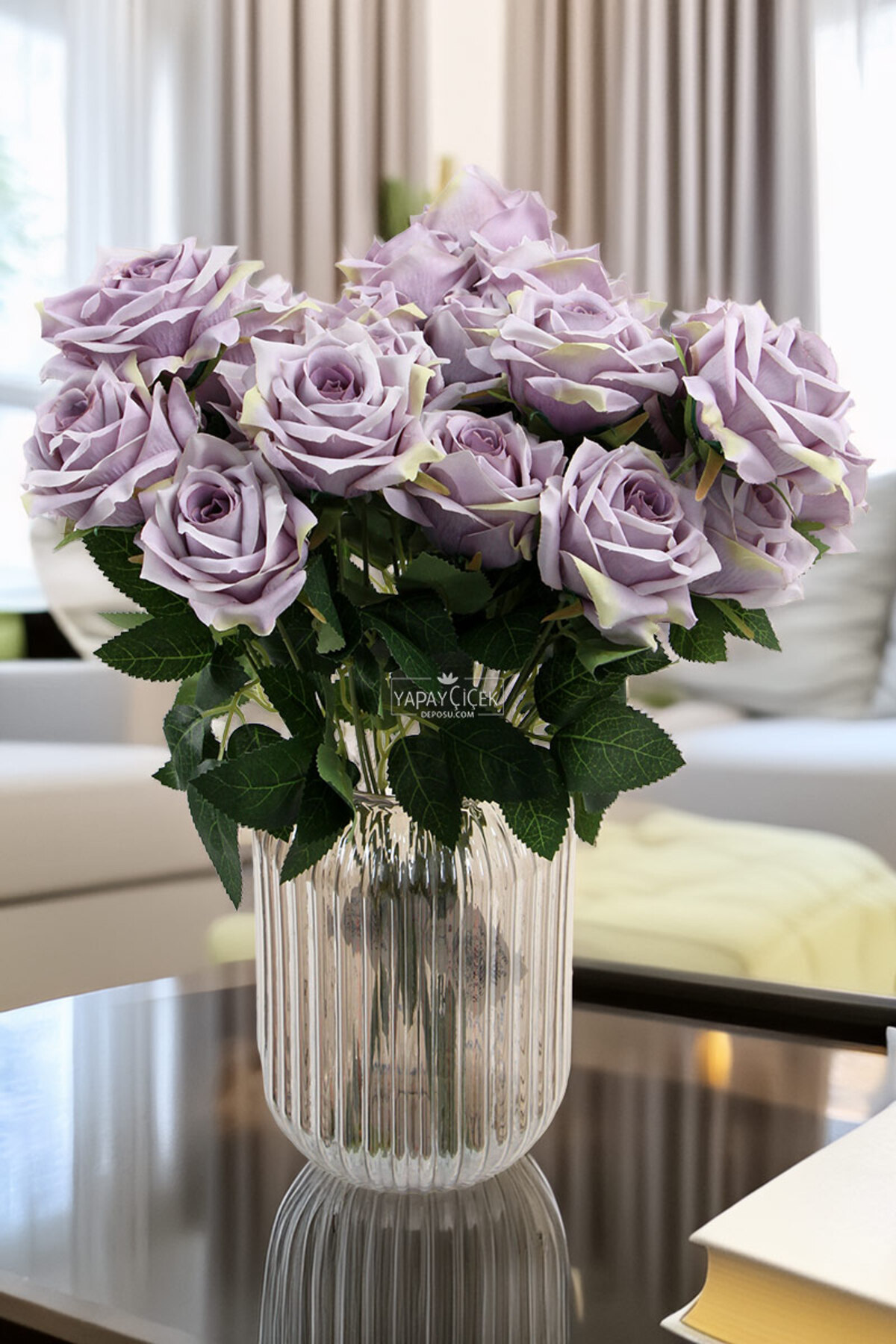 Artificial Flower Baghdad 9-Piece Rose Bundle 42 cm Lilac