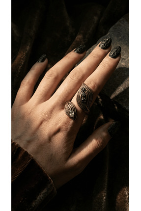 Dorvina Bronz Takı Otantik Antrasit Renk Markazit Taşı Sarmaşık Önden Ayarlan...