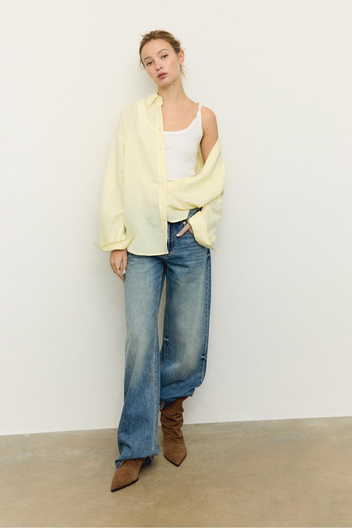 Stradivarius  Keten görünümlü dökümlü gömlek - Görsel 2