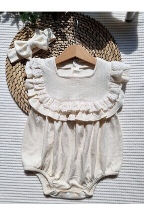 db MOON Fistolu Kare Yaka Bandanalı %100 Pamuk Romper Body Zıbın