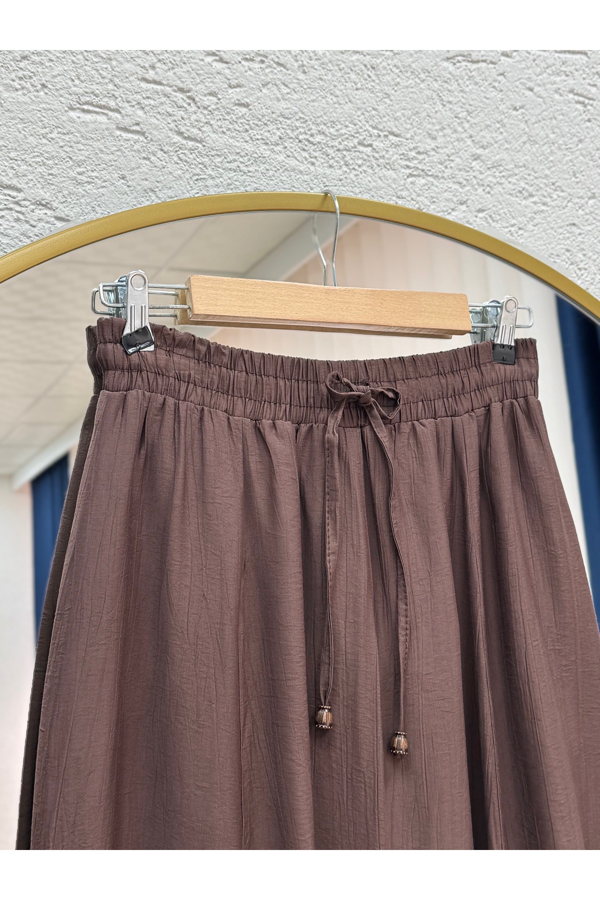 MİHRA STORE  Lavona Fırfırları Dantelli Çilek Etek-AA4274 Kahve - Görsel 3