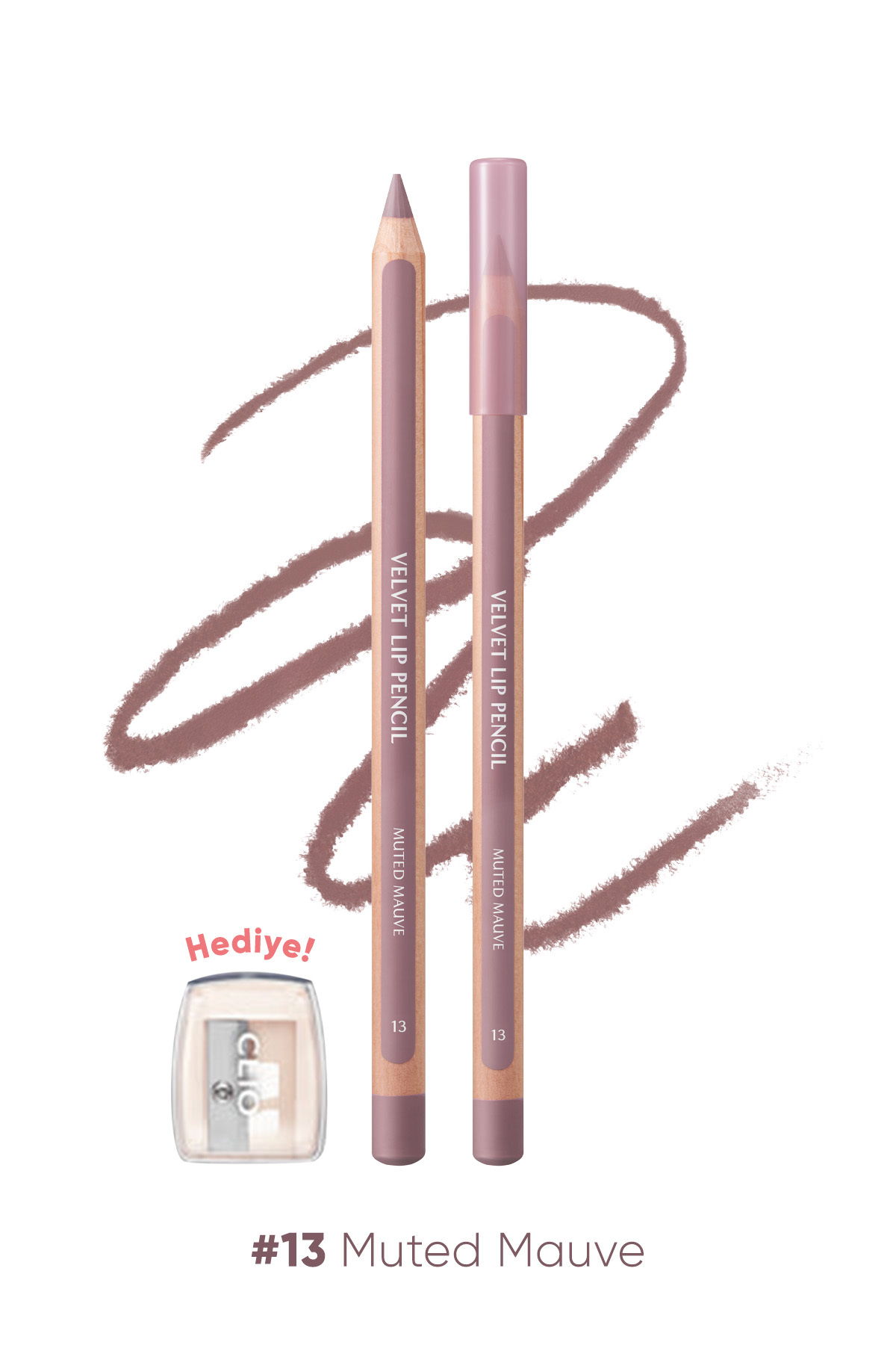 CLIO Kremsi Formüle Sahip Dudak Kalemi ve Kalemtıraş Seti Velvet Lip Pencil Set 13 Muted Mauve - Fiyatı, Yorumları