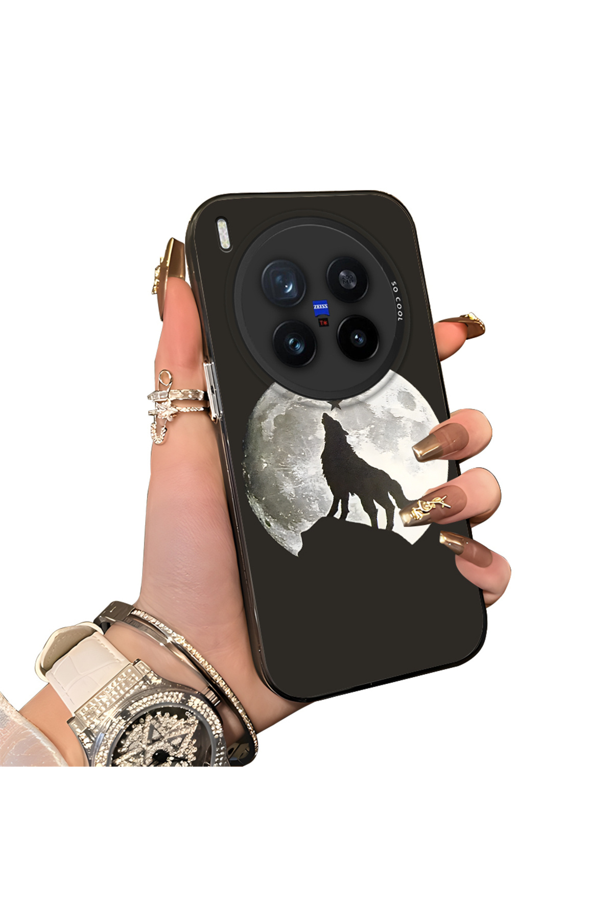 Vivo X300 Pro Compatible Hard Acrylic Rear Silicone Edge Lens Protection Case Wild Wolf