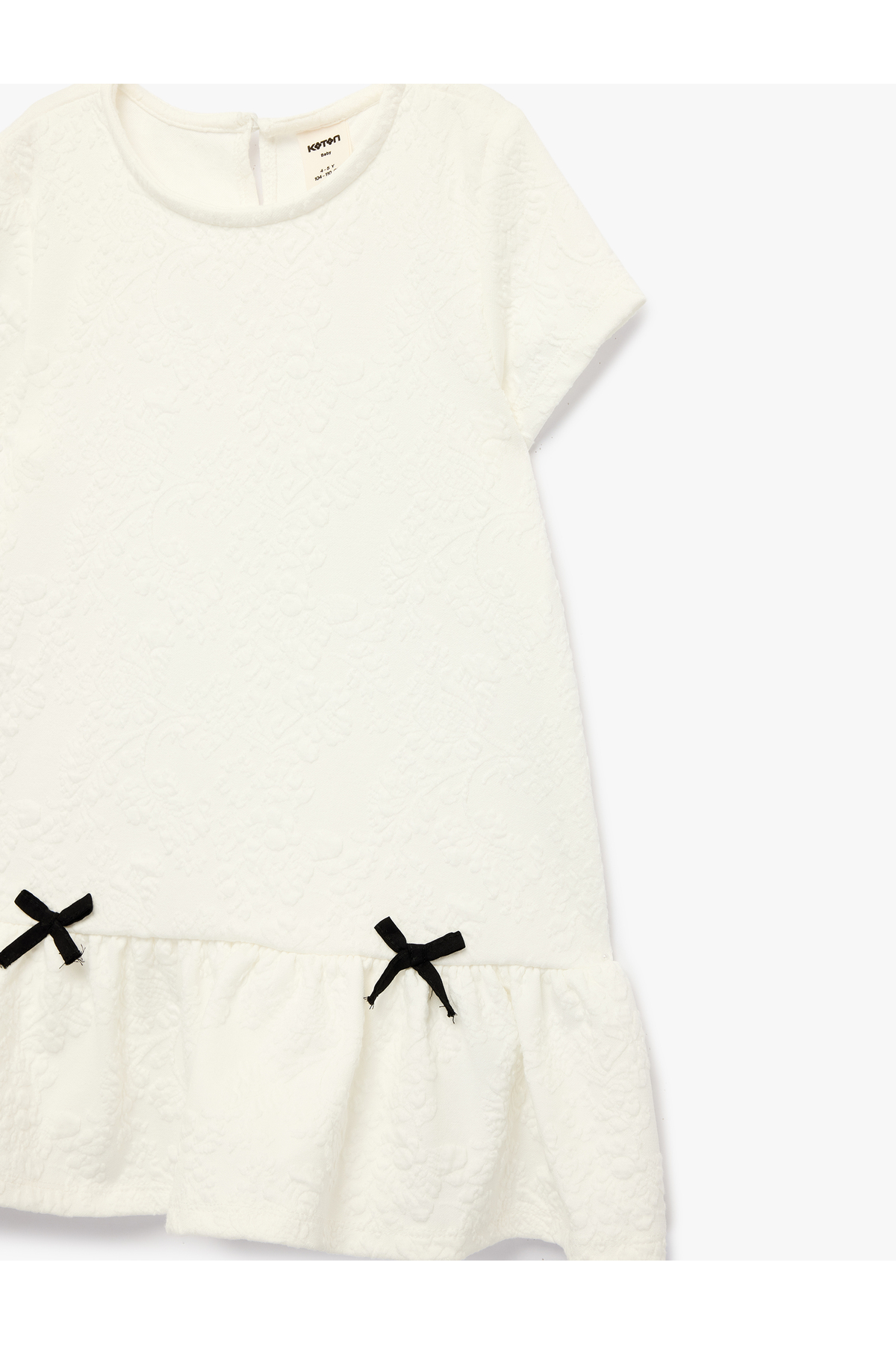 Koton Bisiklet Yaka Kısa Kollu Fiyonklu Mini Elbise fotoğrafı 5 (önizleme)