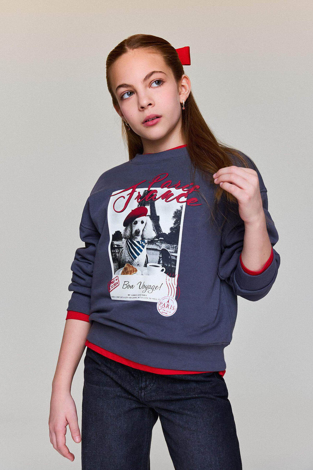 Relax Fıt Antrasit Kız Çocuk Sweatshirt E6759A8/AR58