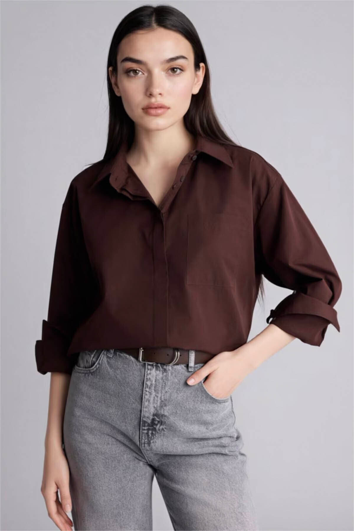 Defacto 100% Cotton Oversized Poplin Long Sleeve Shirt G9803Ax26Sp