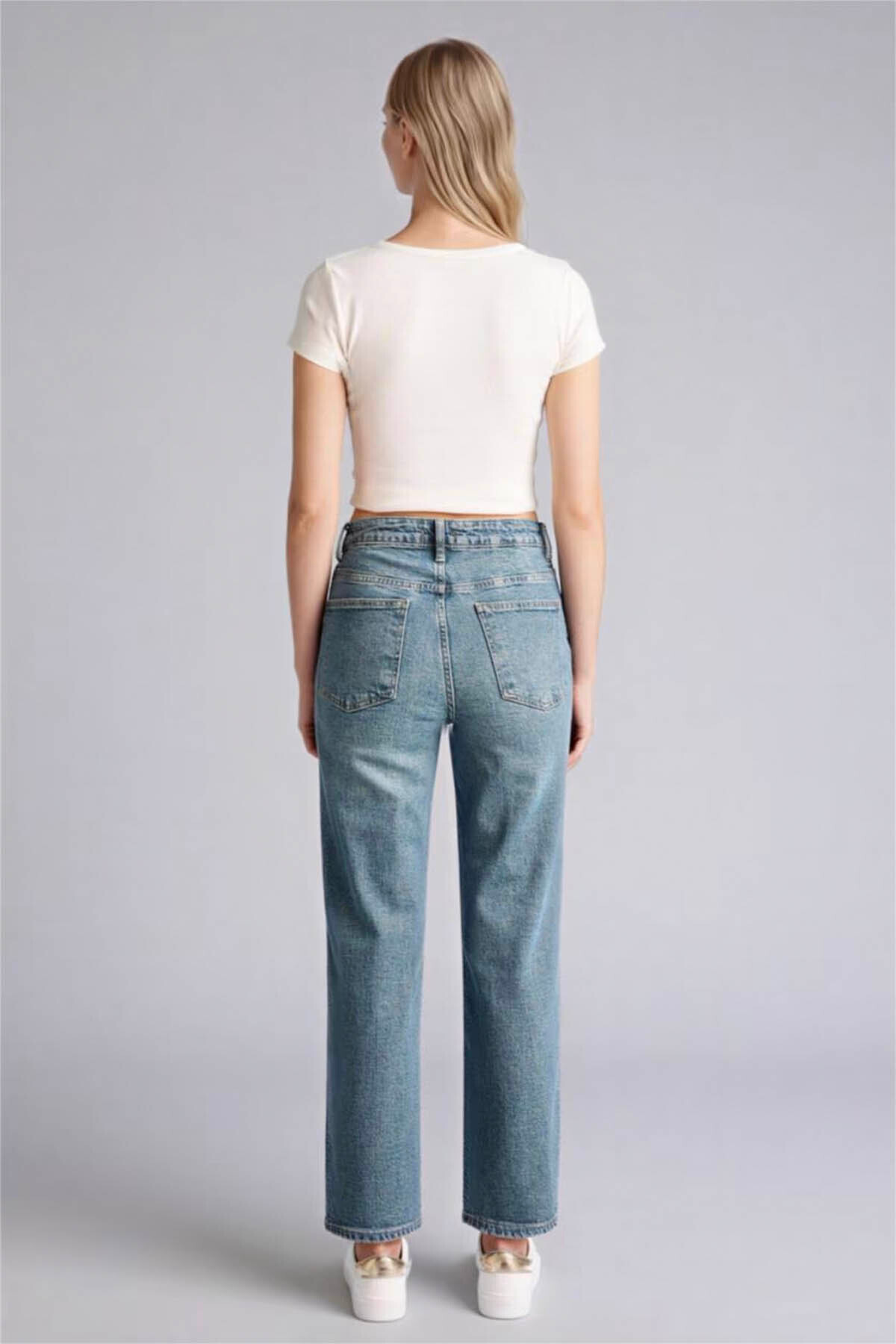 DeFacto Comfort Straıght Normal Bel Bilek Boy Jean Yıkamalı Pantolon G8878AX26SP görsel 5