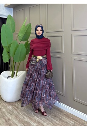 ALLİNOFFİCİAL Şifon Şal Desen Etek