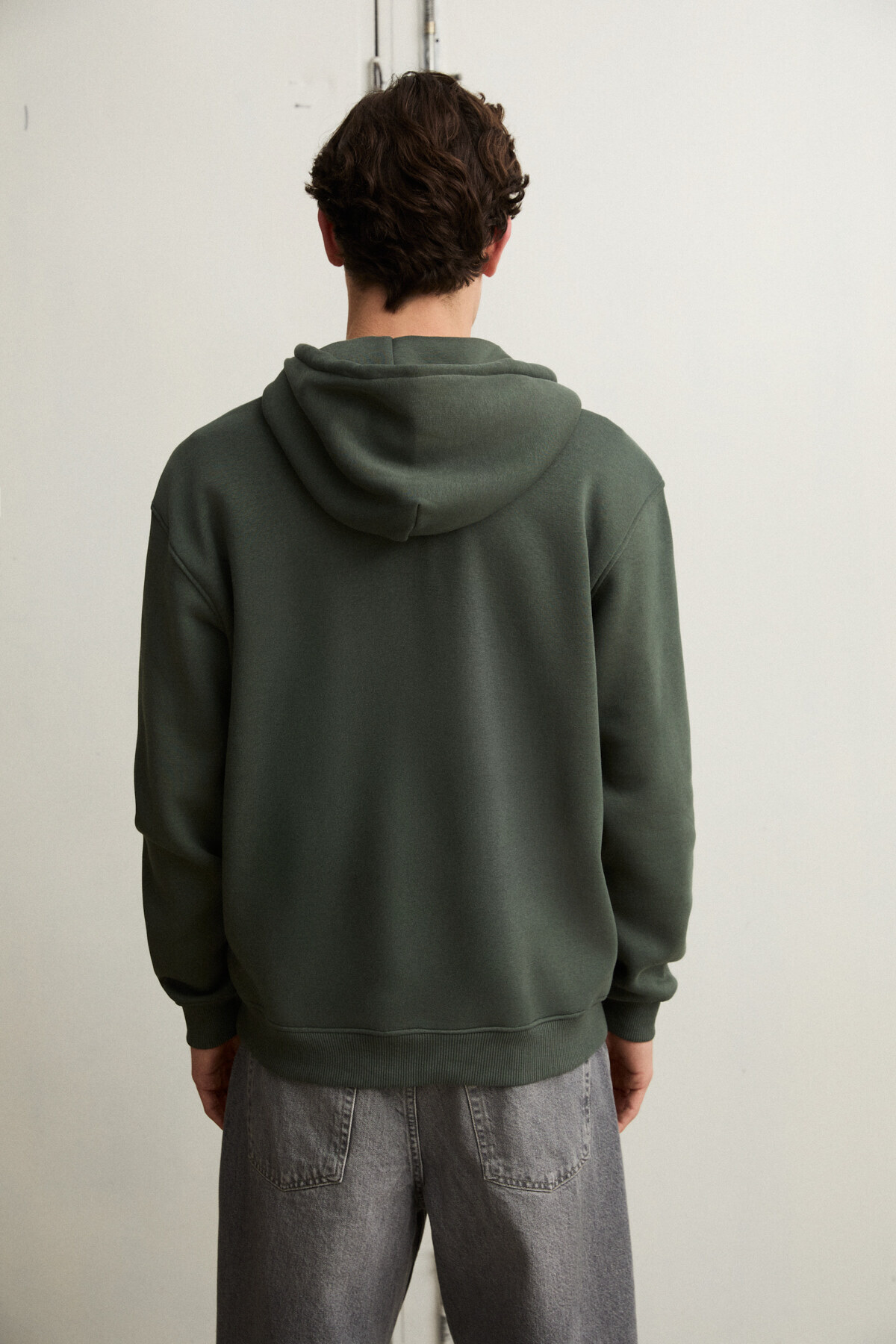 GRIMELANGE  JUSTUS Erkek Kapüşonlu Kanguru Cepli Fermuar Yakalı Yeşil Sweatshirt - Görsel 6