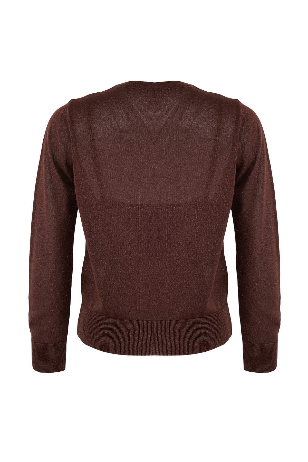 Trendyolmilla  Kahverengi 2'li Yazlık Özel İplik Dantel Detaylı Triko Bluz-Hırka TWOSS26HI00016 - Görsel 8