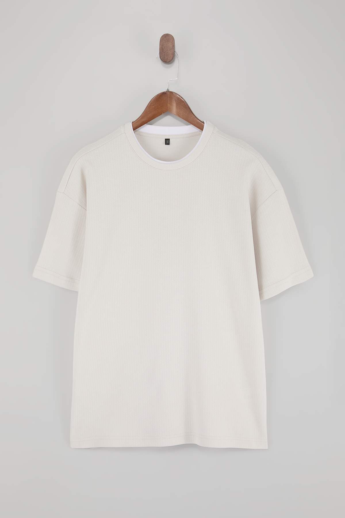 Trendyolmilla  Taş Oversize/Geniş Kesim Dokulu T-Shirt TMNSS26TS00017 - Görsel 4