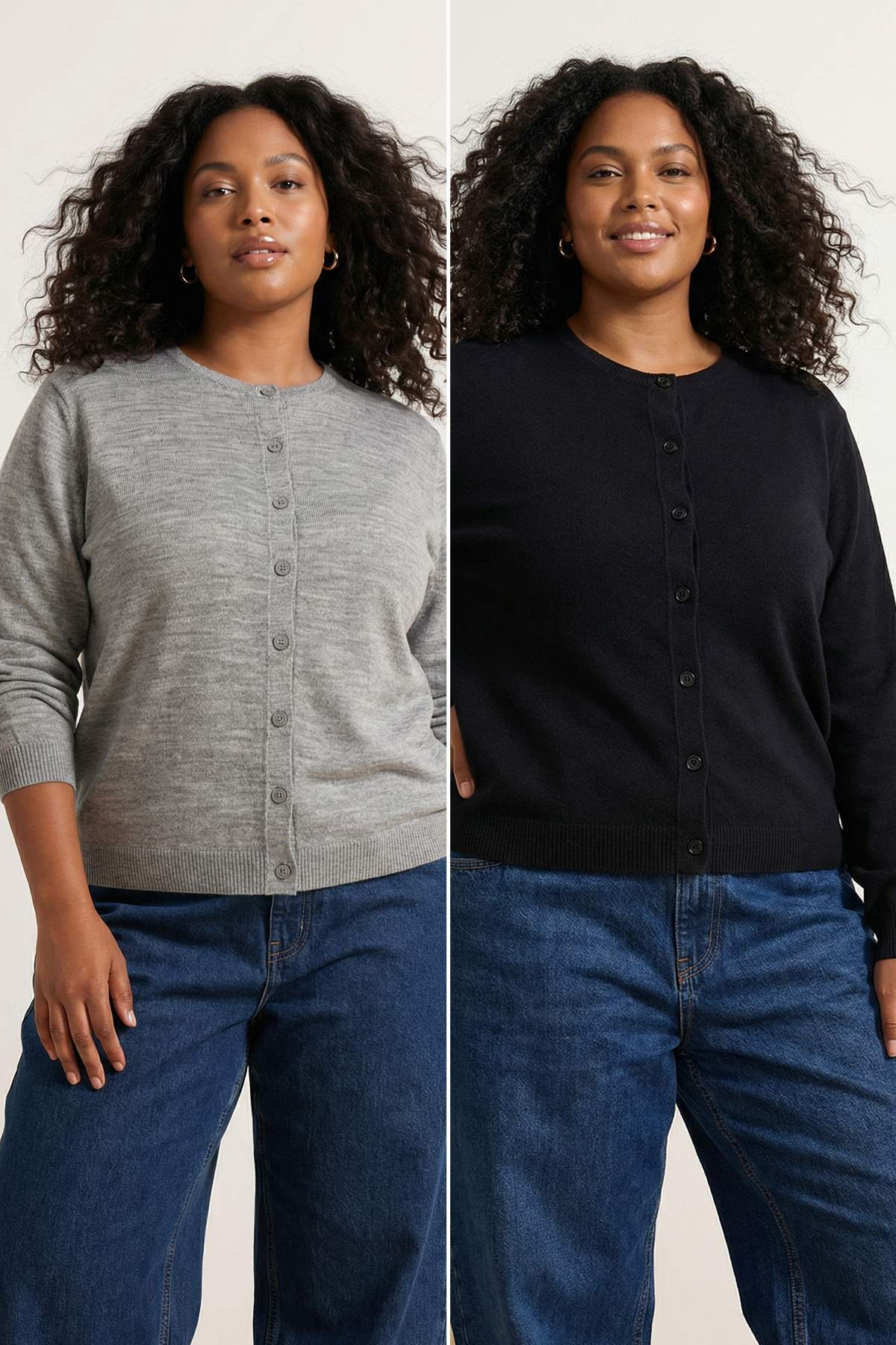 Trendyolmilla  Lacivert-Gri İkili Paket Bisiklet Yaka Basic Triko Hırka TBBAW26AV00044