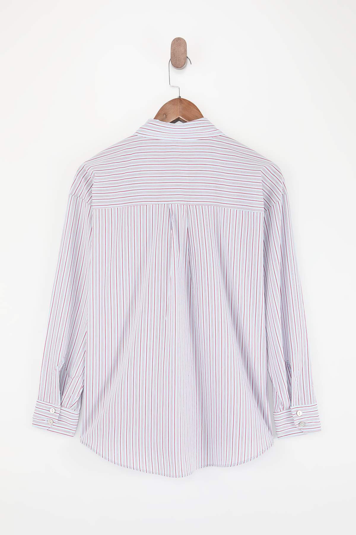 Trendyolmilla  Pembe Çizgili Oversize/Geniş Kalıp Gömlek TWOSS26GO00147 - Görsel 7