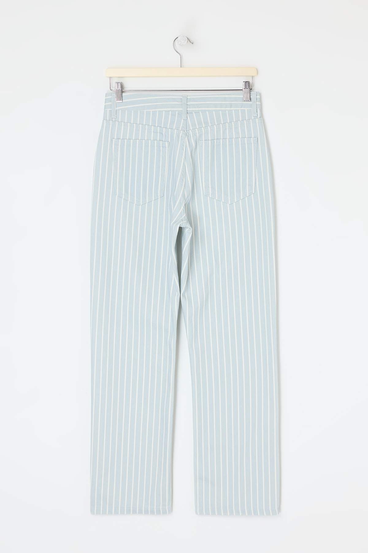 Trendyolmilla  Çok Renkli DÖKÜMLÜ Çizgili Yüksek Bel Straight Düz Kesim Jeans TWOSS26JE00236 - Görsel 6