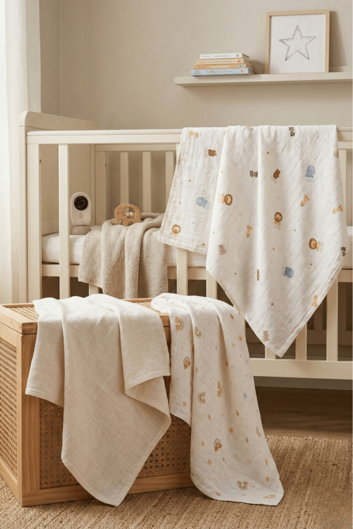 LUCKKA Little Organic's | 3’lü %100 Organik Pamuk Müslin Örtü - Battaniye Seti 75x80 cm | Oeko-tex | Gots - fotoğrafı 3 (önizleme)