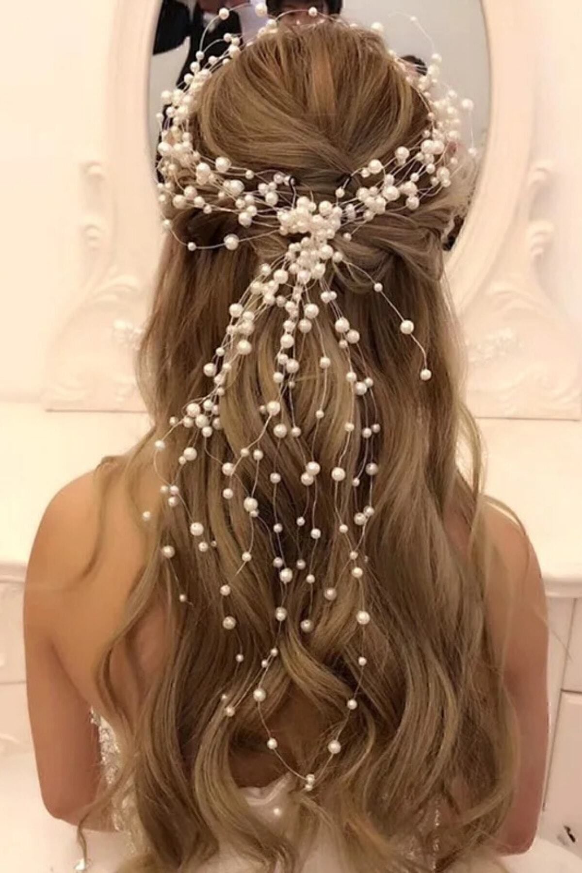 Full Pearl Design Exterior Shooting Bridal Crown Hair Accessory
