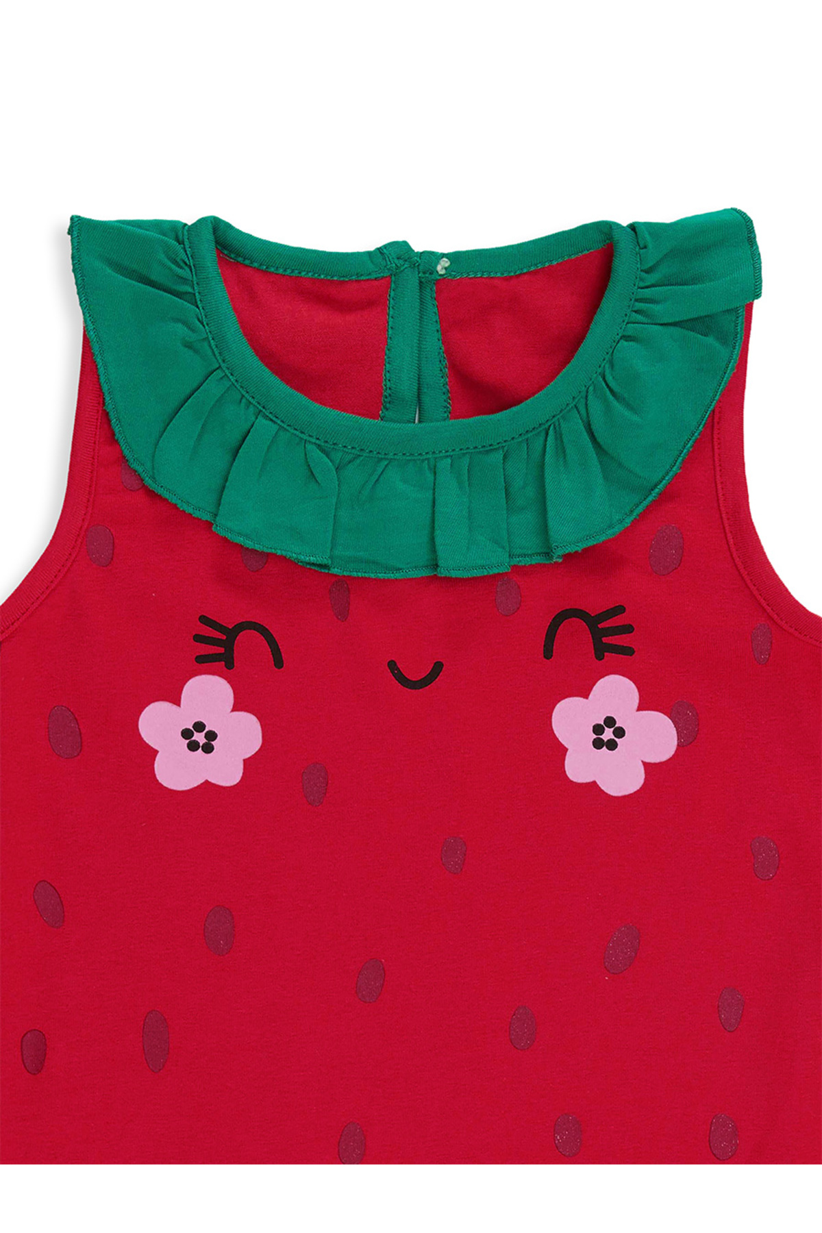 Denokids Tatlı Çilek Kız Bebek Pamuklu Yazlık Tulum fotoğrafı 6 (önizleme)