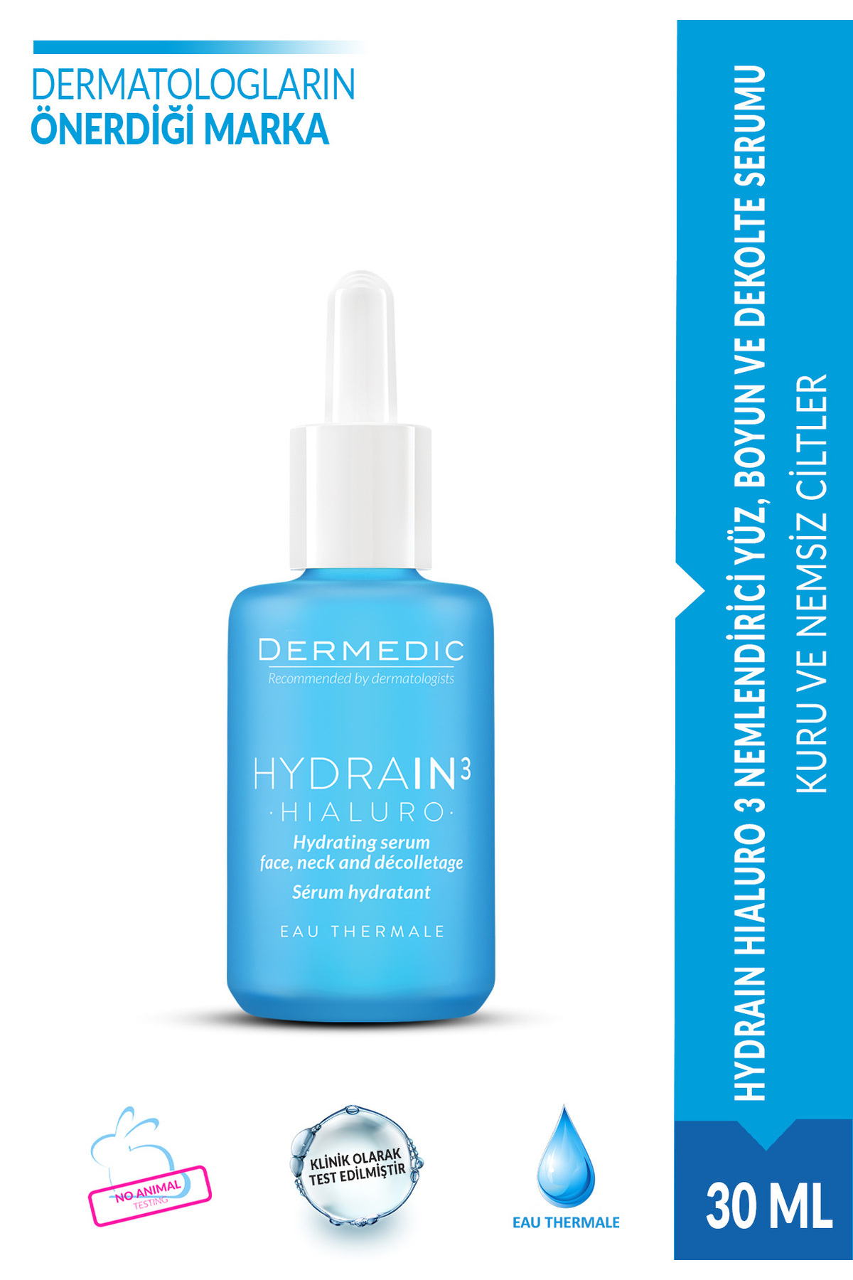 DERMEDIC Hydraın3 Hıaluro Nemlendirici Yüz Boyun Dekolte Serumu 30ml — 21