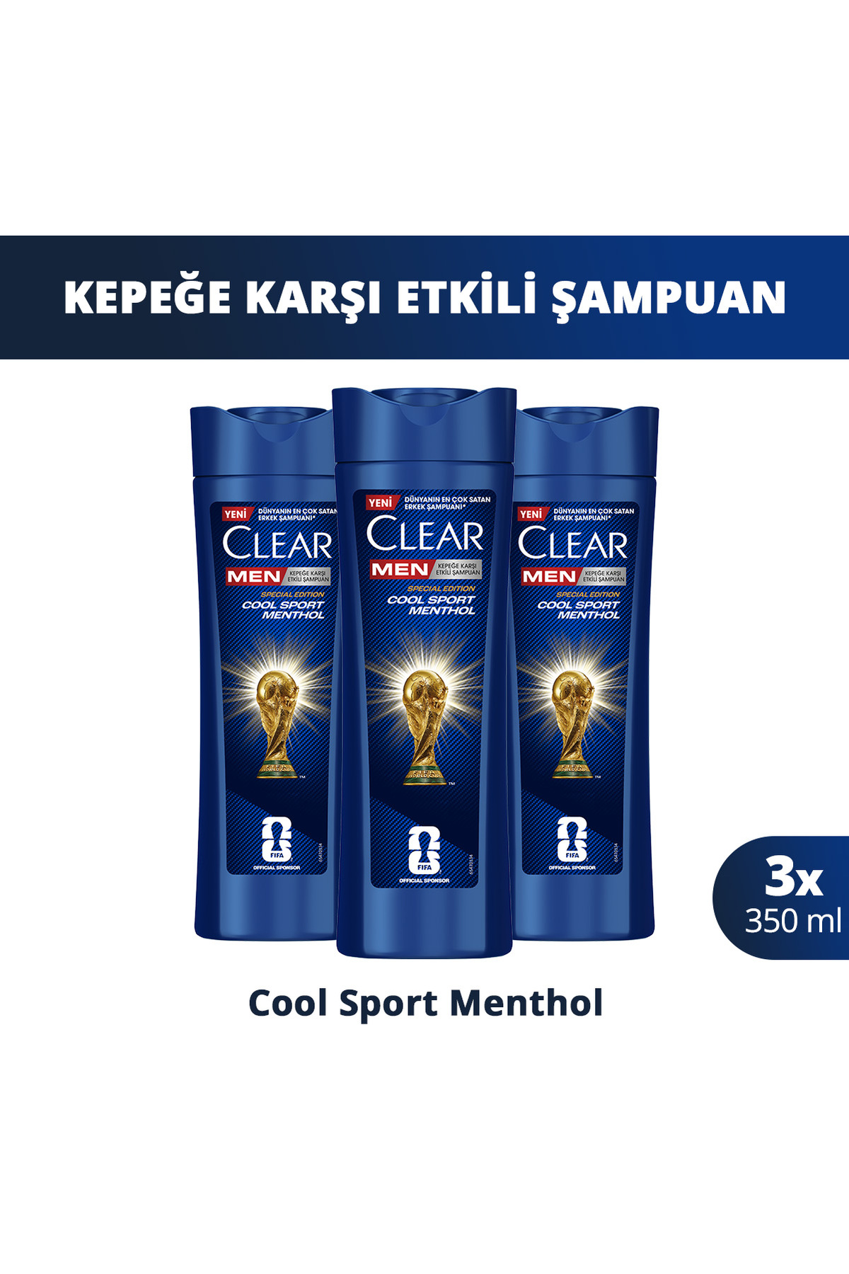 Clear Men Kepeğe Karşı Etkili Şampuan Cool Sport Menthol 350 ml x3 — SET.UNİ.2783