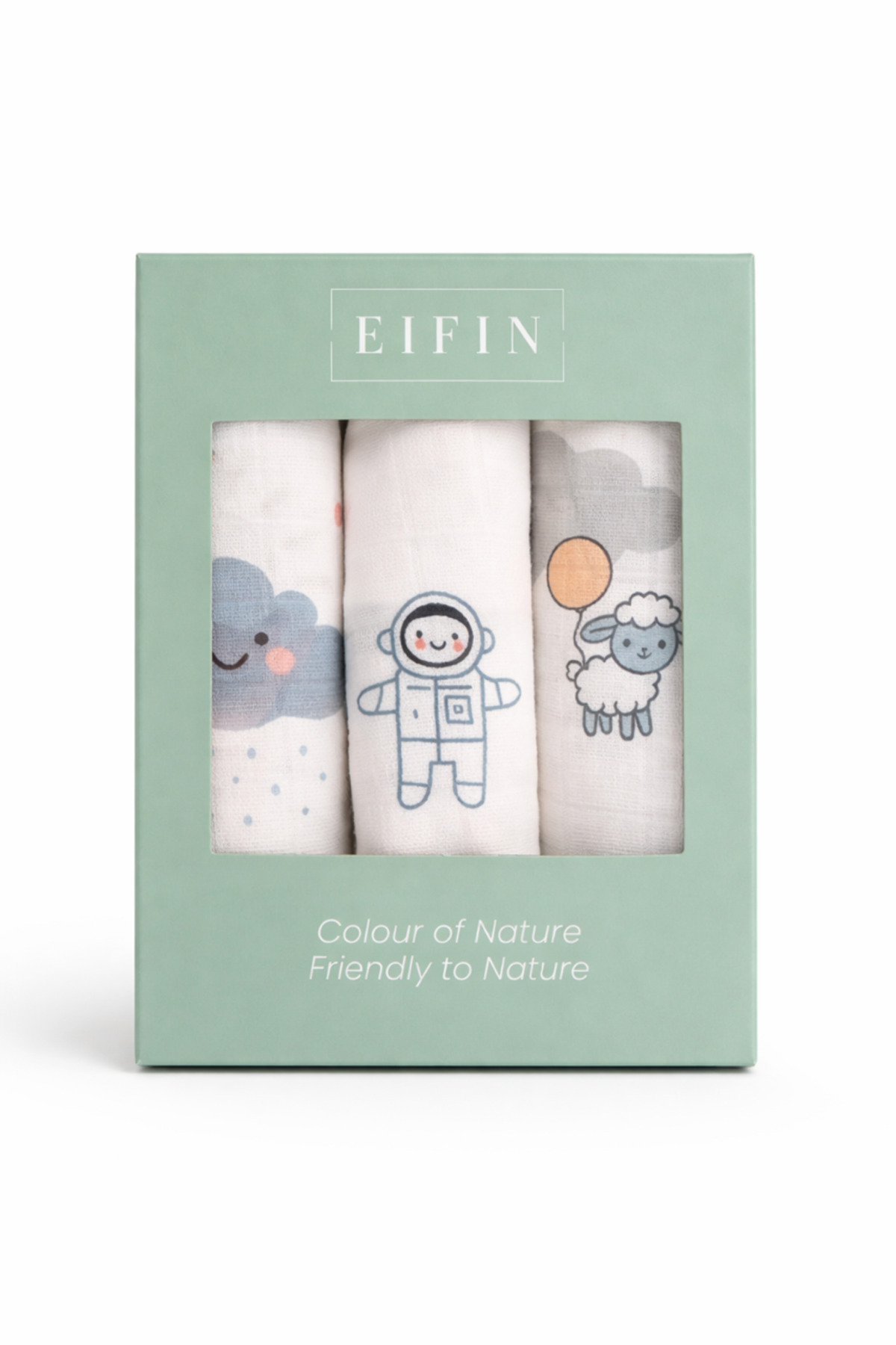 EIFIN Çok Amaçlı Müslin Örtü & Battaniye 3'lü Set %100 Pamuk Oeko-tex Sertifikalı Kutulu fotoğrafı 2 (önizleme)