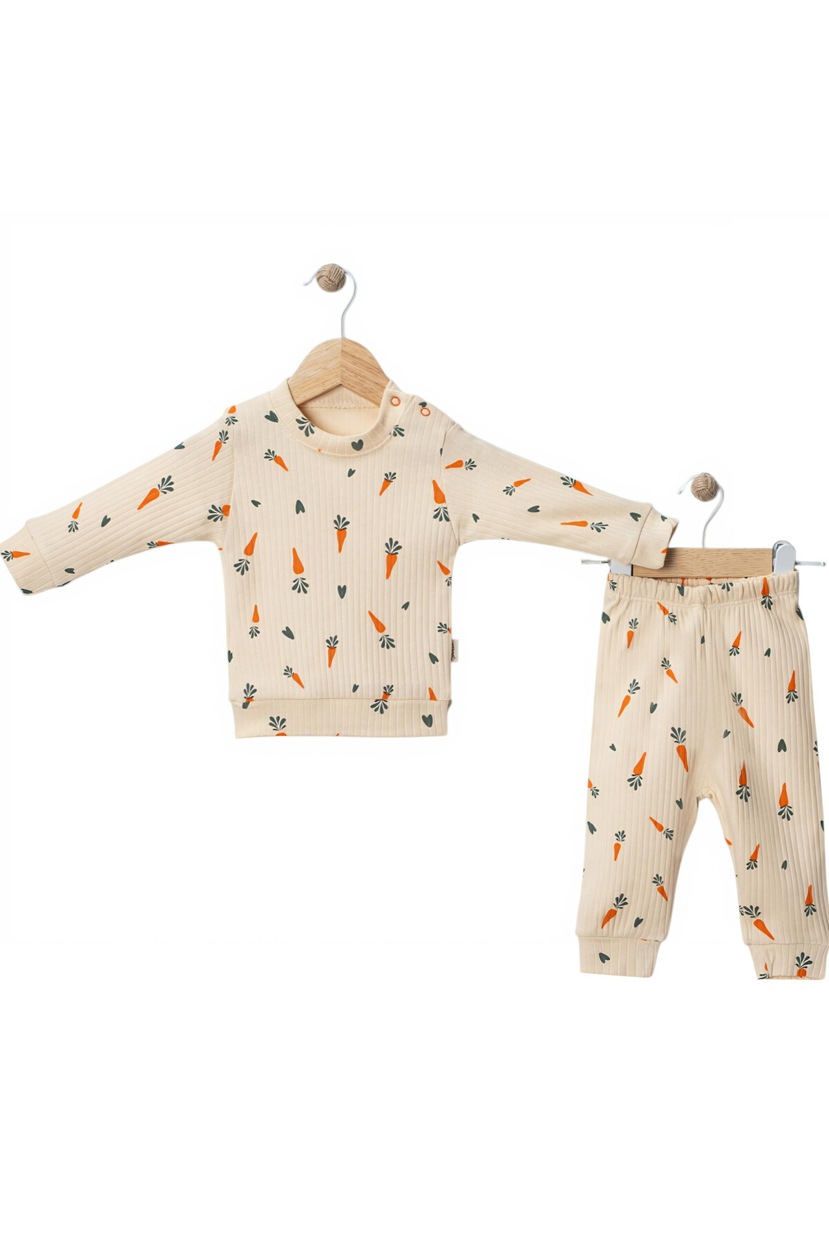 Nexvora Omuzdan Çıtçıtlı Havuç Baskılı Raporlu Bebek Pijama Takımı 6 9 12 Ay fotoğrafı 2 (önizleme)