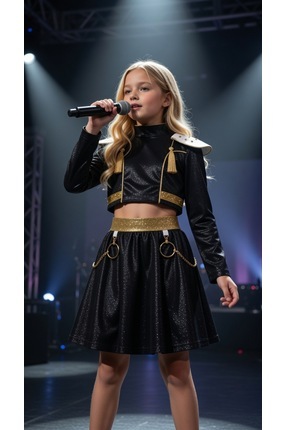 Lizsa Kız Çocuk Rumi K-Pop Idol Black Edition Sahne Kostümü