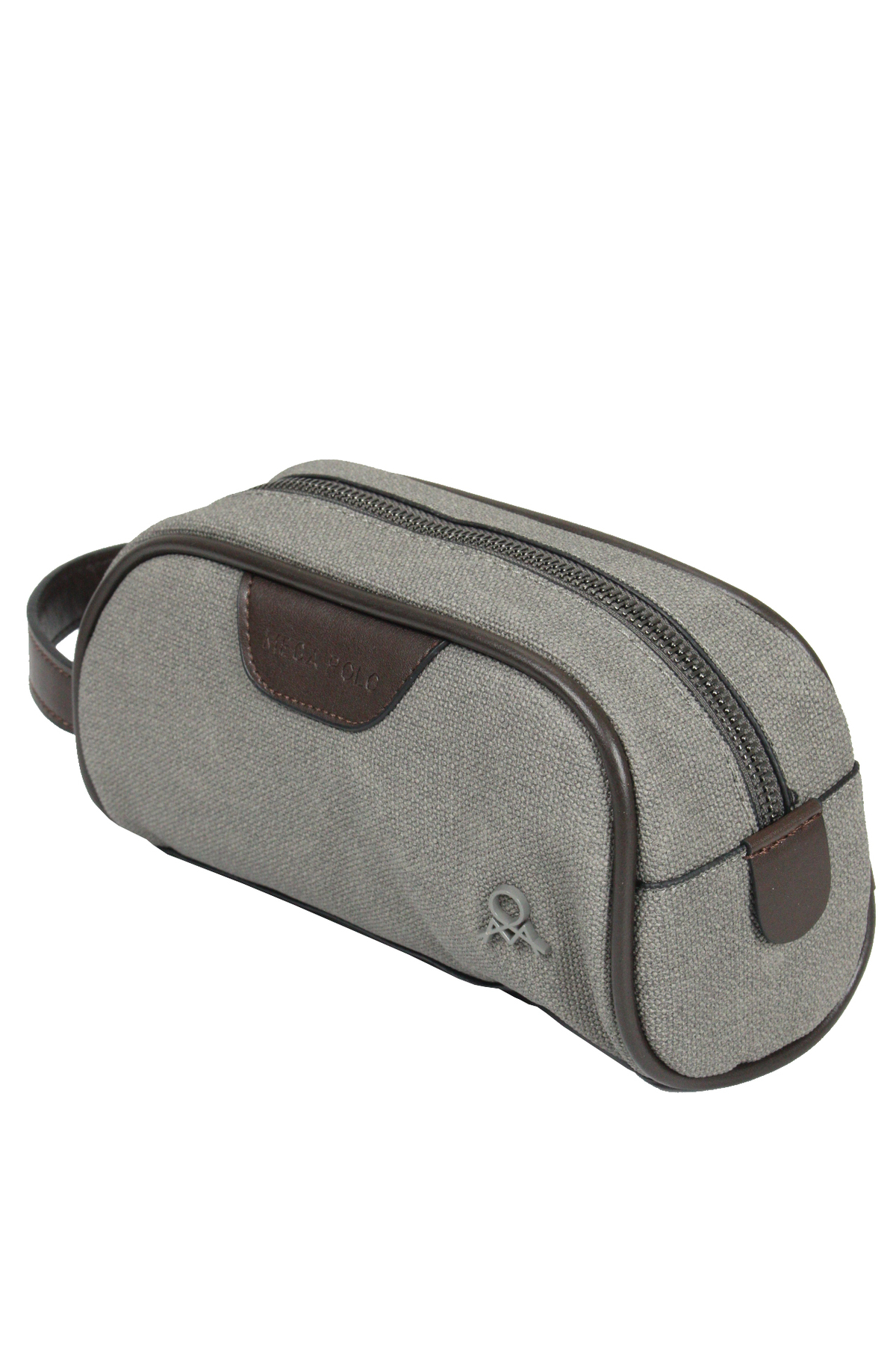 M 433 Kanvas El / Clutch / Makyaj / Tıraş Çantası Gri-Kahverengi